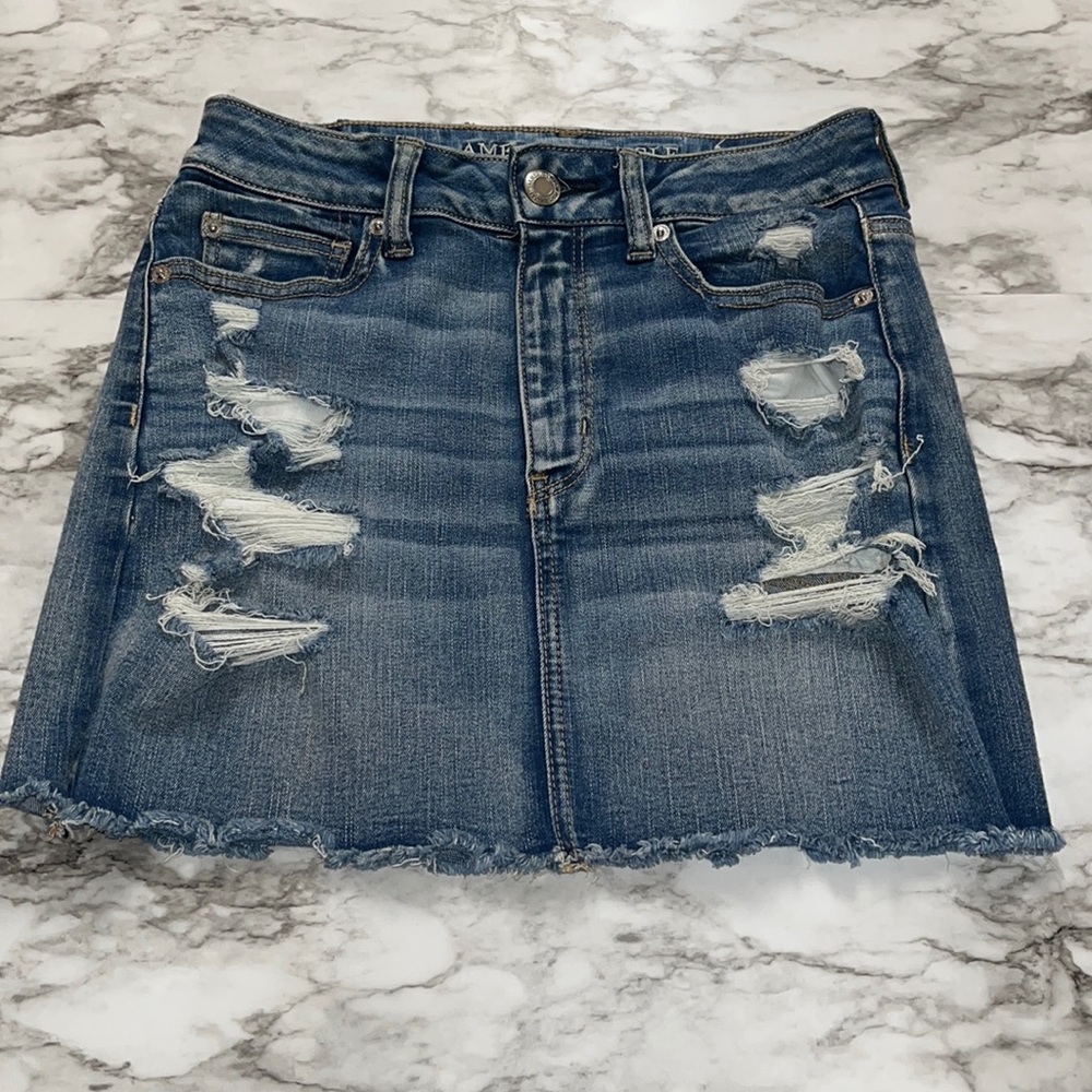 AE ripped denim skirt